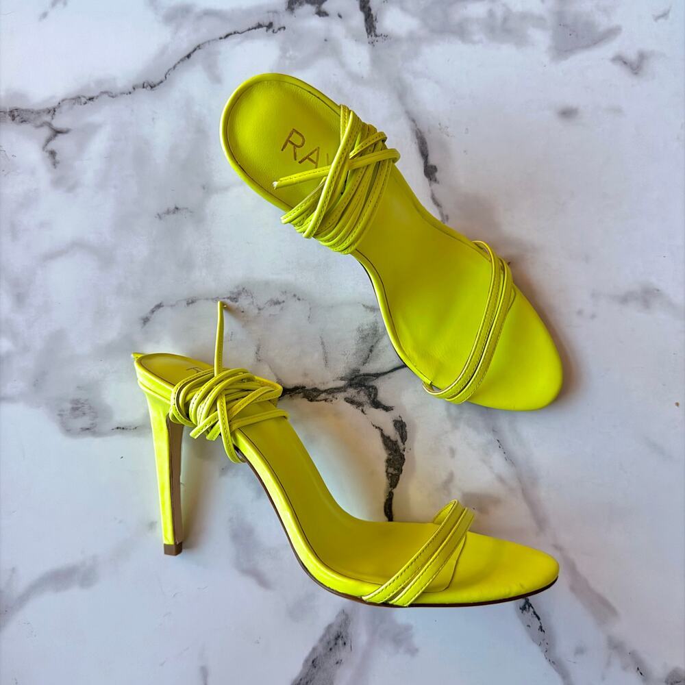 RAYE Alex Neon Yellow Lace-Up Heels NEW Size 9 - Picture 3 of 10